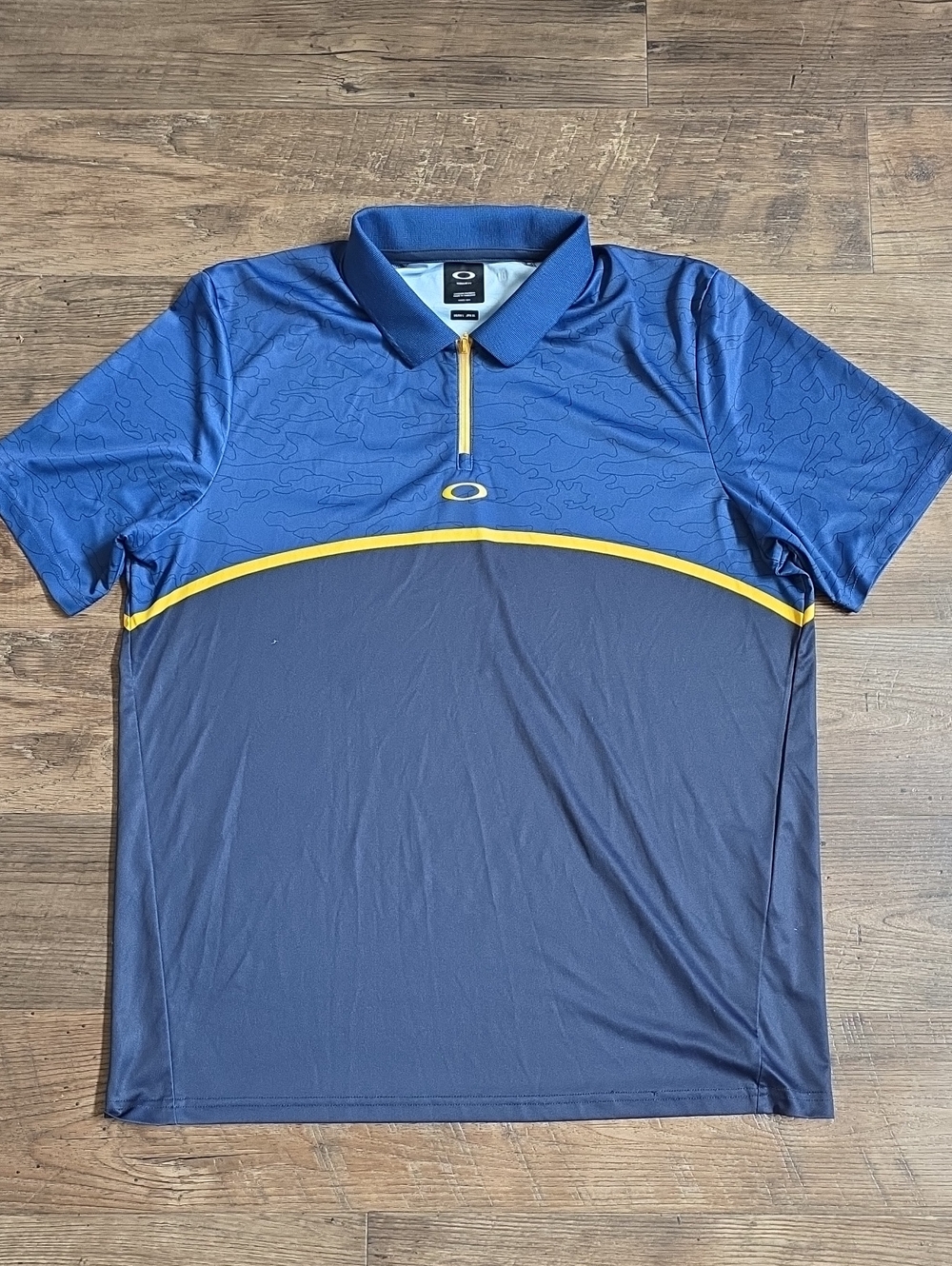 Oakley Two-Tone Blue Performance Polo with Yellow Accent